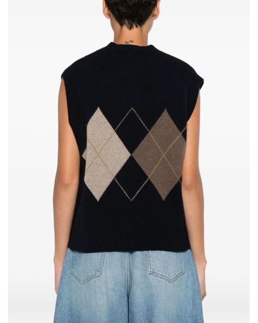 Be You Black Diamond-Pattern Sleeveless Sweater