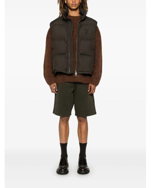 AMI Black Ami De Coeur Down Puffer Gilet for men