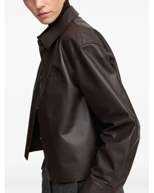 Yves Salomon Black Leather Shirt