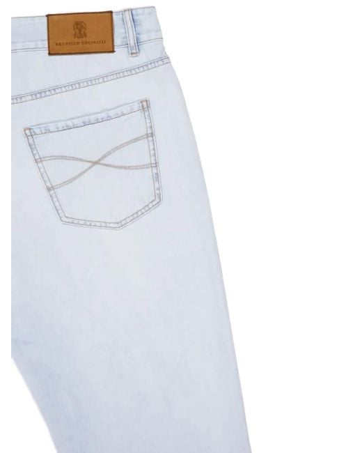 Jeans Con Applicazione Logo di Brunello Cucinelli in Blue da Uomo