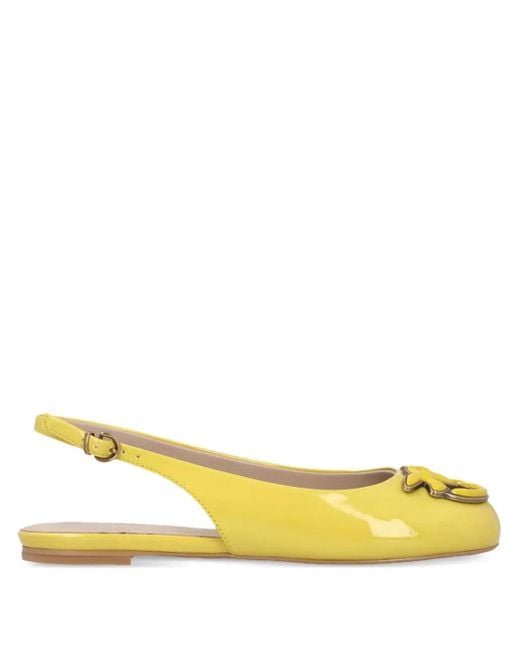Pinko Yellow Slingback Embellished Flat Pumps