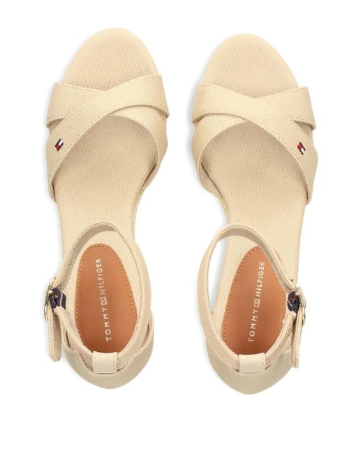 Tommy Hilfiger Natural 60Mm Canvas Cross-Strap Wedge Espadrilles