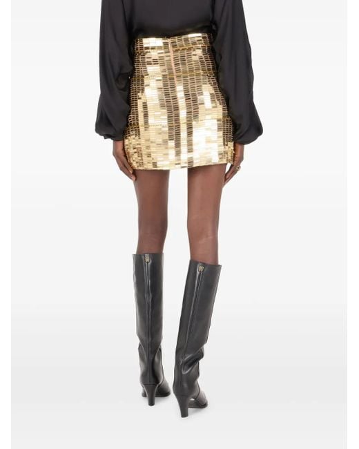 Roberto Cavalli Natural Sequin-Embellished Mini Skirt