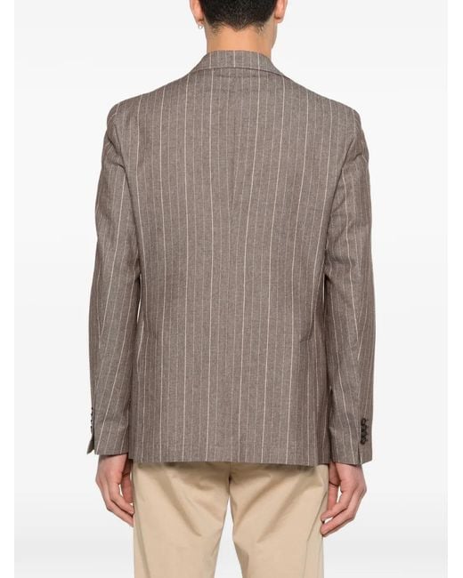 Manuel Ritz Brown Striped Two-Button Blazer for men