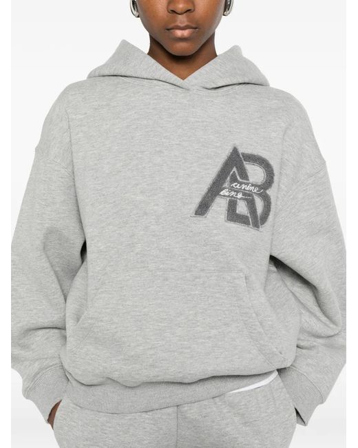 Anine Bing Gray Jaci Hoodie Letterman Medium Heather