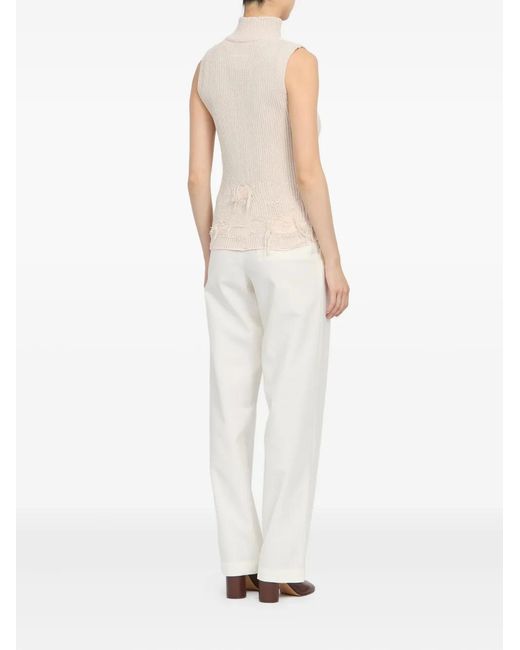 MM6 by Maison Margiela Pink Zip-Up Distressed Knitted Vest