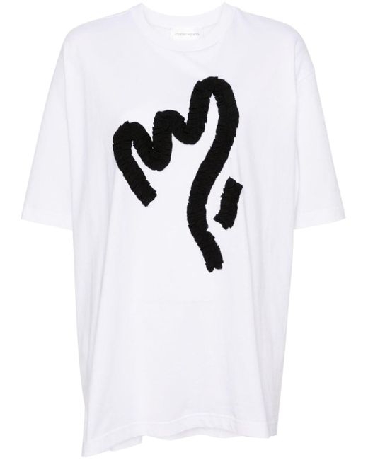 Christian Wijnants White Timsha T-Shirt mit Rüschenapplikation