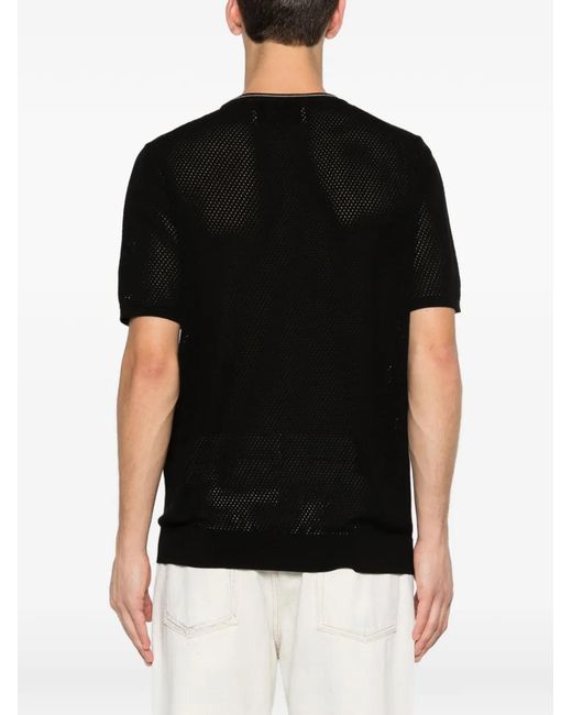 Amaranto Black Open-Knit T-Shirt for men