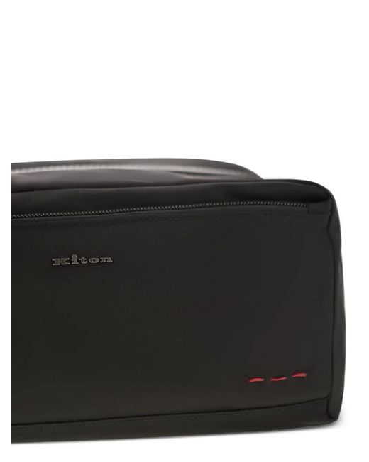 Kiton Black Zip-Fastening Leather Beauty Case for men