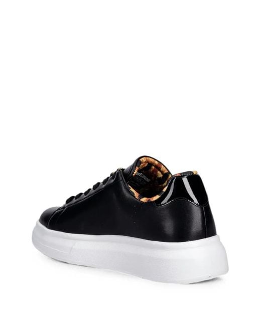 Just Cavalli Black Logo-Detail Animal-Print Sneakers