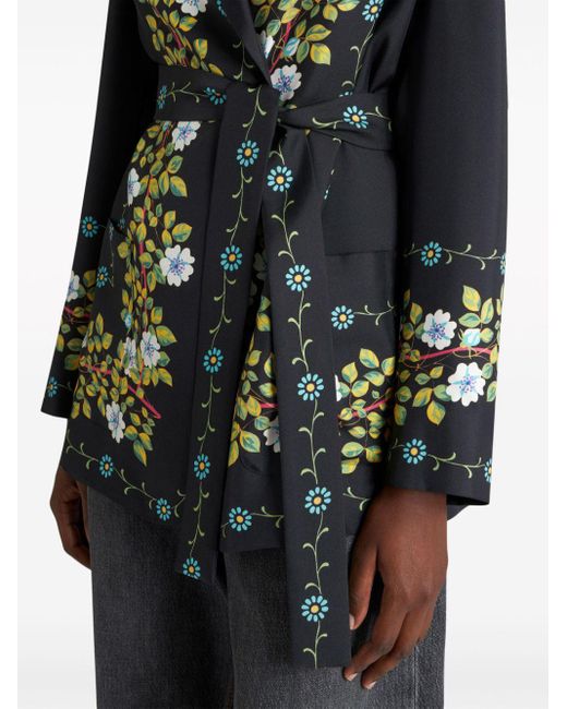 Etro Green Floral-print Silk Jacket