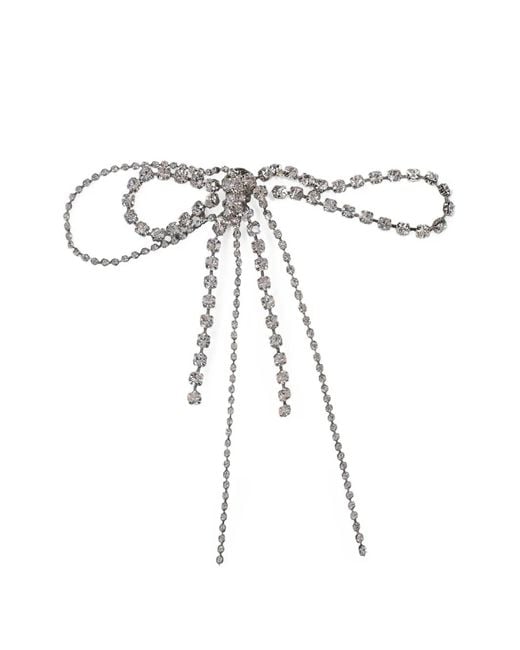 YELLOWSWALLOW White Crystal-Embellished Layered-Bow Brooch