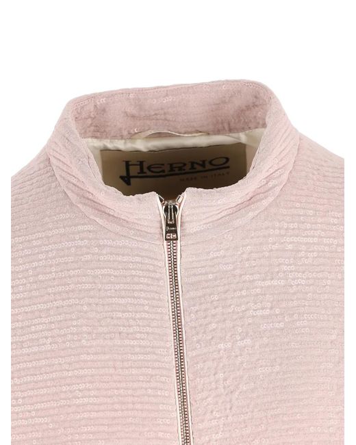 Herno Pink Sequin-Embellishment Jacket