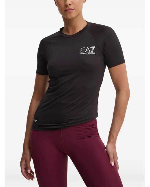 EA7 Purple Logo-Print T-Shirt