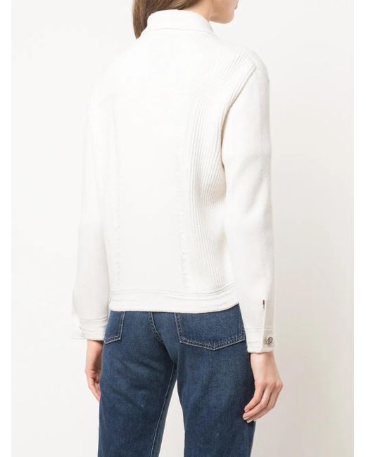Barrie White Contrast-Stitch Knitted Jacket