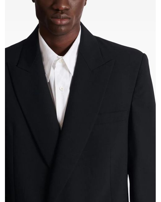 Balmain Black Notched-Lapel Wool Blazer for men