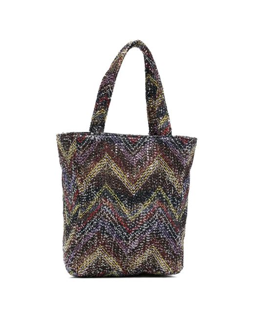 Missoni Black Mini Caperdoni Sequin Chevron Tote Bag