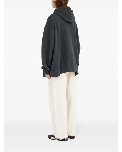 Maison Margiela Blue Zipped Drawstring Hoodie for men