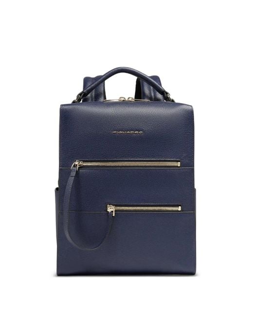 Piquadro Blue Leather Ipad Backpack