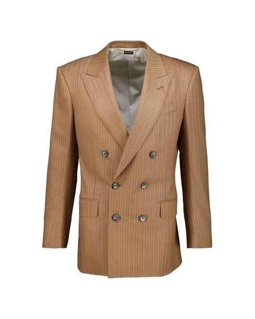 Tom Ford Natural Stripe-Print Double-Breasted Jacket for men