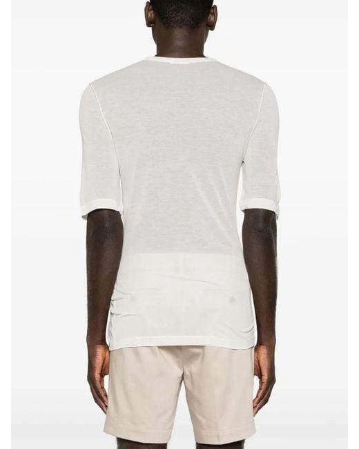 AMI White Semi-Sheer Lyocell T-Shirt