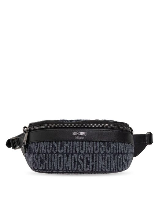 Moschino Black Monogram Zipped Belt Bag