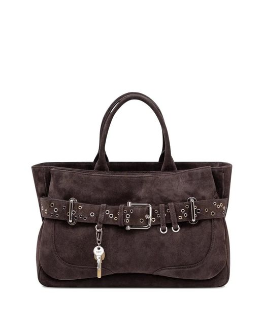 OSOI Brown Eyelet Belted Tote