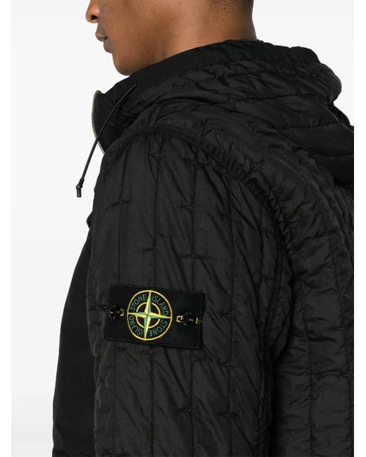 Stone Island Black Compass-Badge Quilted Jacket for men