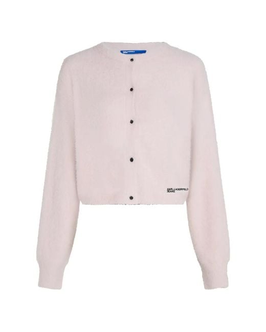 Karl Lagerfeld Pink Logo-Detail Cardigan