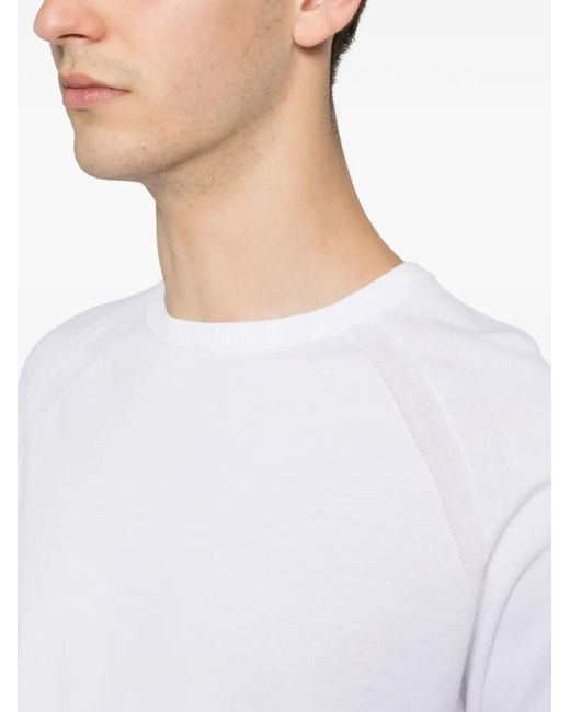 Jeordie's White Raglan-Sleeve Ribbed-Trim T-Shirt for men
