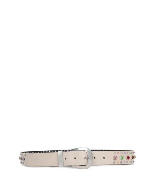 HTC White Buckle-Fastening Leather Belt