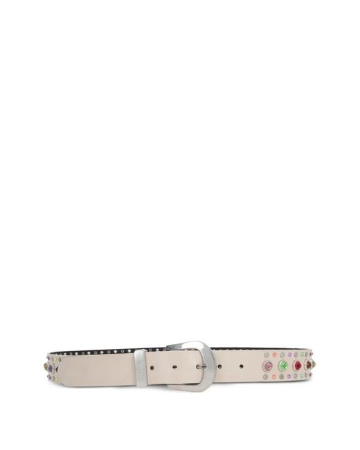 HTC White Buckle-Fastening Leather Belt