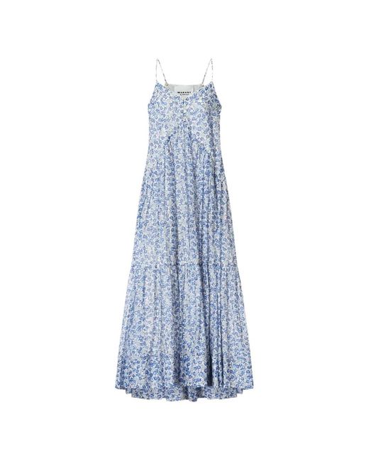 Isabel Marant Blue Sabba Floral Tiered Dress