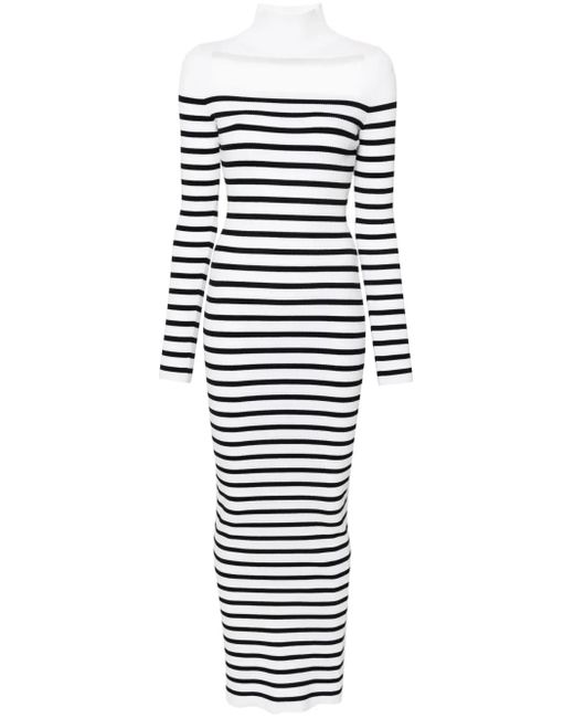 Jean Paul Gaultier Gestreepte Geribbelde Maxi-Jurk in het White