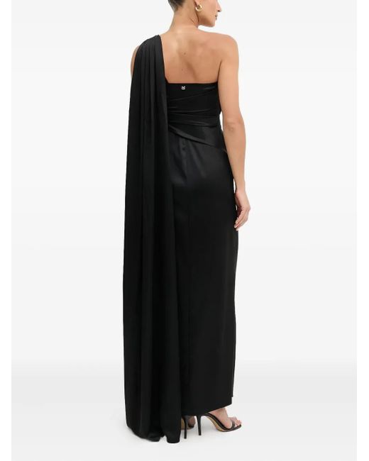 Marciano Black One-Shoulder Draped Maxi Dress