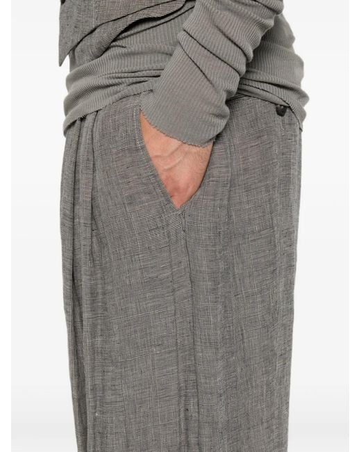 Ziggy Chen Gray Check-Pattern Trousers for men