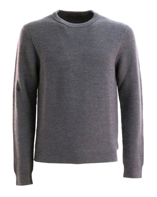 Zanone Gray Round-Neck Wool Sweater for men