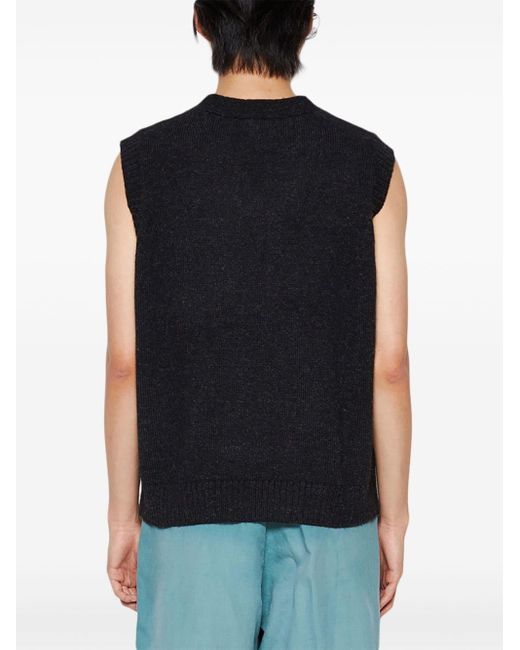 Bode Black Intarsia-knit Vest for men