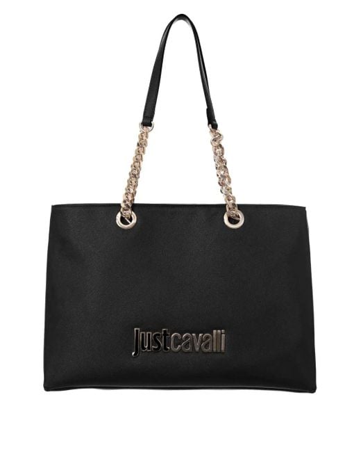 Just Cavalli Shopper Met Logo En Ketting in het Black