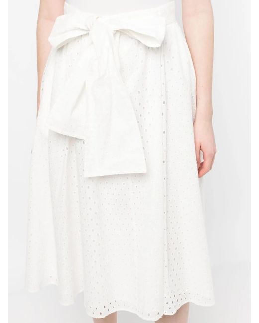 KENZO White Flared Perforated Skirt