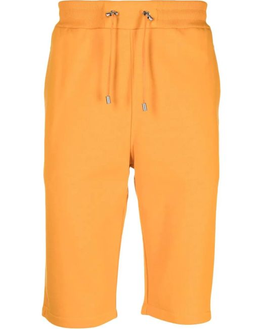 Balmain Orange Short En Coton À Taille À Lien De Resserrage for men