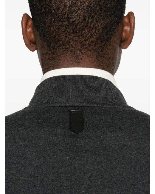 Canali Black Zip Cotton Jacket for men