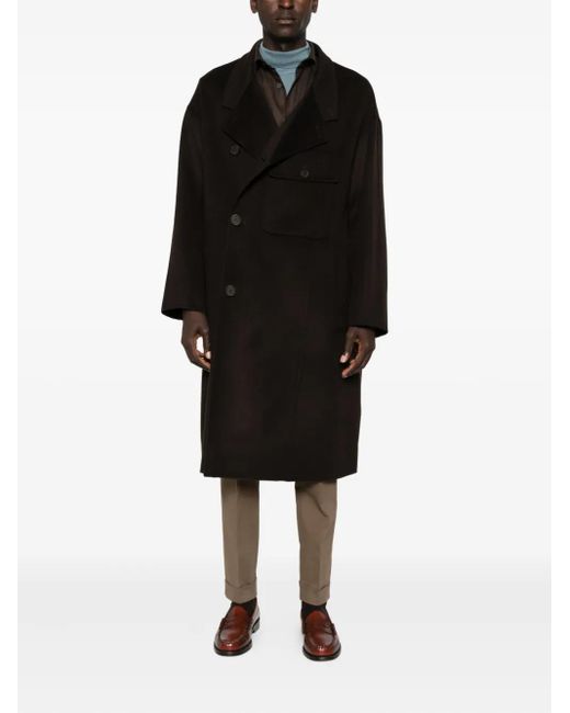 Emporio Armani Black Patch-Pocket Button Coat for men