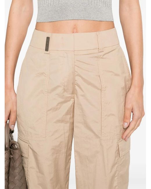 Peserico Natural High-Waist Tapered Trousers