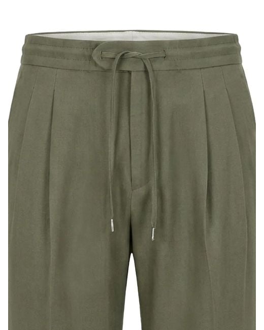 BE ABLE Green Pleated Drawstring Trousers for men