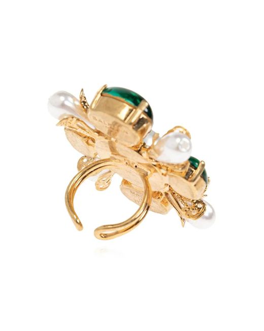 Bague Sertie De Cristaux Et Perles Artificielles Balmain en coloris Green