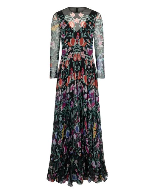 Valentino Garavani Black Floral Long-Sleeved Maxi Dress