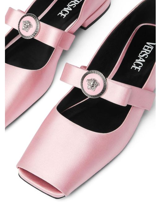 Versace Pink Gianni Ribbon Ballerina Shoes