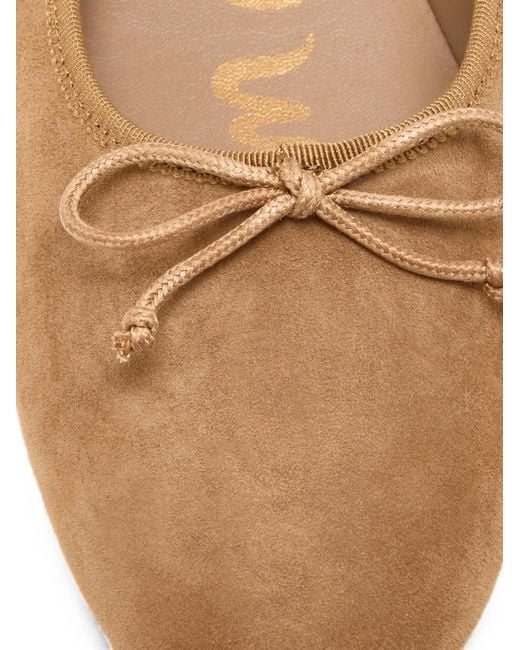 Sam Edelman White Allie Bow-Detail Suede Ballet Flats