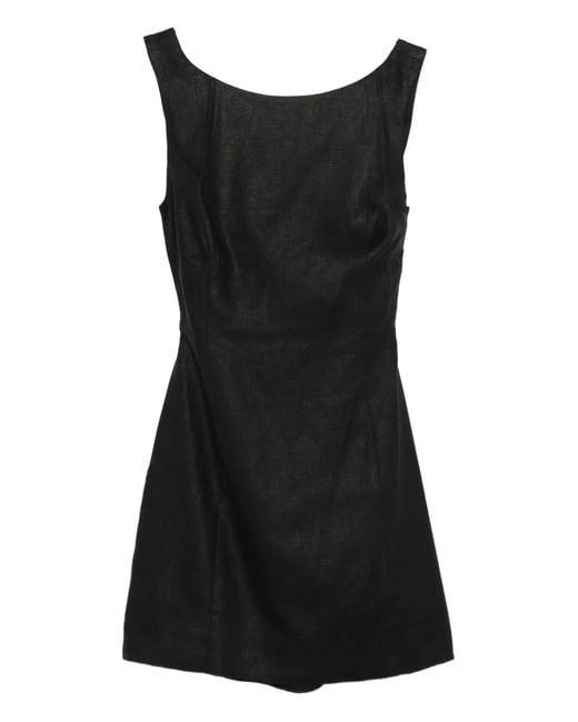 Faithfull The Brand Black Robe Courte Sofia À Encolure Bateau